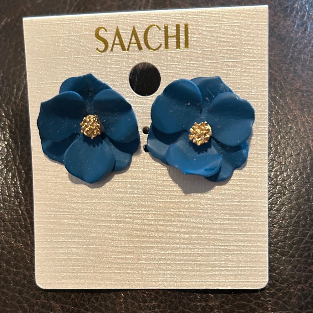 SAACHI Deep Blue Floral Earrings
